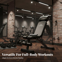 Heavy Duty Construction Adjustable Weight Bench Non-Slip Feet Fitness Equipment High-Density Foam Padding Exercise Chair Ergonomic Design for Men, Home Gym