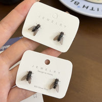 新款仿真苍蝇耳钉耳饰 整蛊抽象搞怪趣味耳钉仿真设计昆虫耳钉女