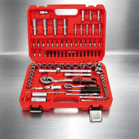 Organized Mechanics Tool Set Long-Lasting Socket and Wrench Set Heavy Duty Tool Kit with Carrying Case Rugged for Drivers, Car Repair, Garage