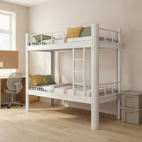 Metal Bunk Bed Space-Saving Steel Bunk Bed Heavy-Duty Furniture for Teens, Students, Shared Bedrooms, Dorm Rooms, Accommodation for Learners