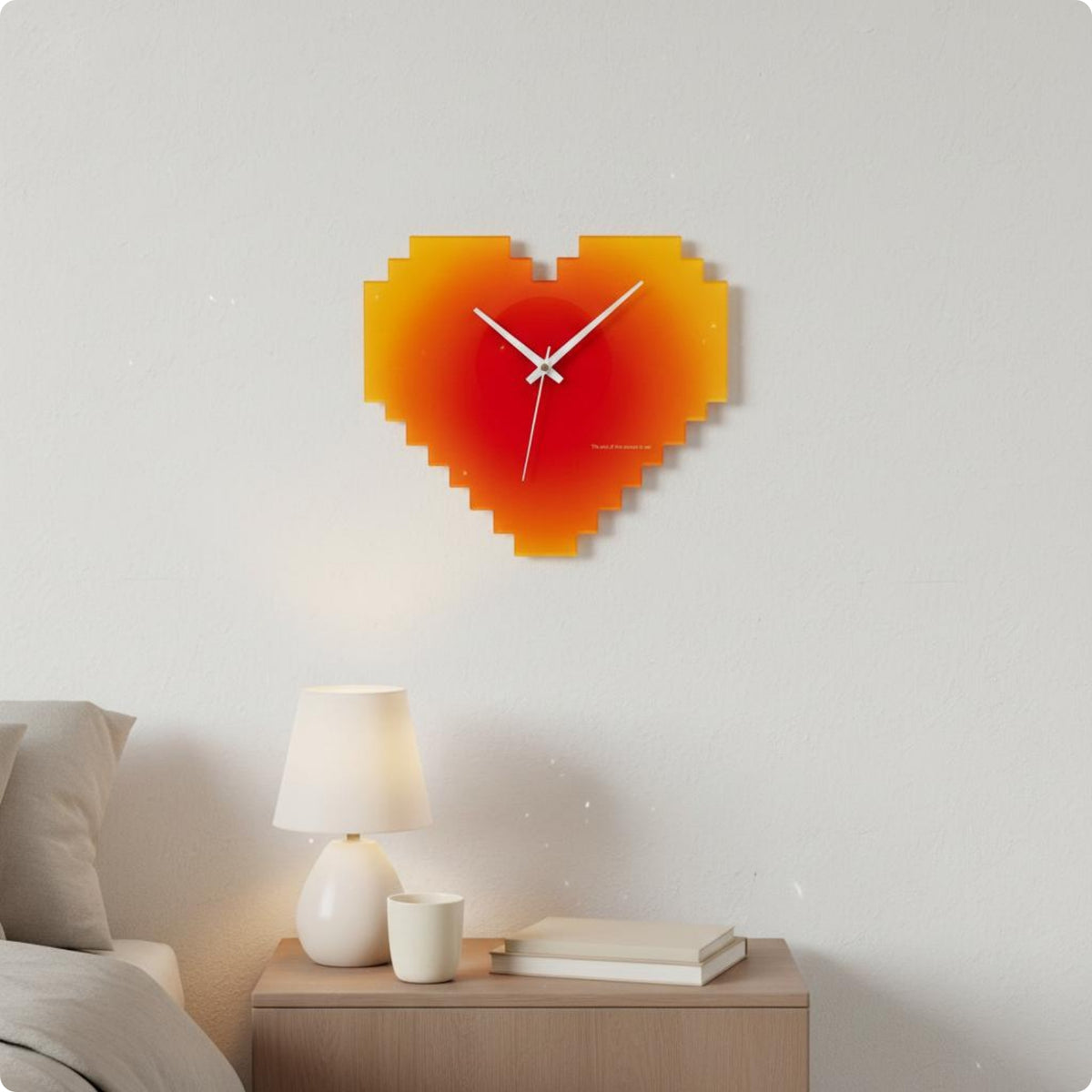 Pixel Heart Timepiece Modern Design Home Decor Sturdy Acrylic for Bedroom