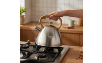 Tea Kettle with Wood Grain Handle Brushed Matte for Kitchen, Coffee Makers