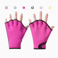 Adjustable Wrist Strap Fingerless Gloves Exposed-fingertipFingertip Swim Gloves Stretchy Material Water Glove Reinforced Stitching for Swimming, Surfing