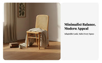 Cane Rear Chair Nordic & Aesthetic Armless Wooden Chair Natural Imperfection Artistic Look Woven Rearrest for Adults, Study Room