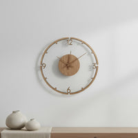 Walnut Pattern Wall Clock Large Size Wood Grain Wall Clock Easy to Hang Timepiece