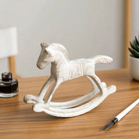 Cast Iron Rocking Horse Distressed Rocking Horse Figurine Antique Desk Ornament for Decorators, Collectors, Bookshelf