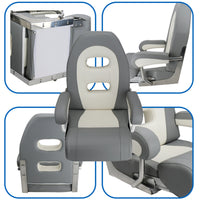 High-Back Boat Seat Molded Shape Cushioned Boat Chair Oval Cutouts Upholstered Marine Chair