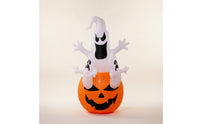 Lighted Ghost with Pumpkin Base Outdoor Ghost with Pumpkin Cute Halloween Inflatable Inflate for Homeowners, Families, Lawn, Porch, Trick-or-Treat
