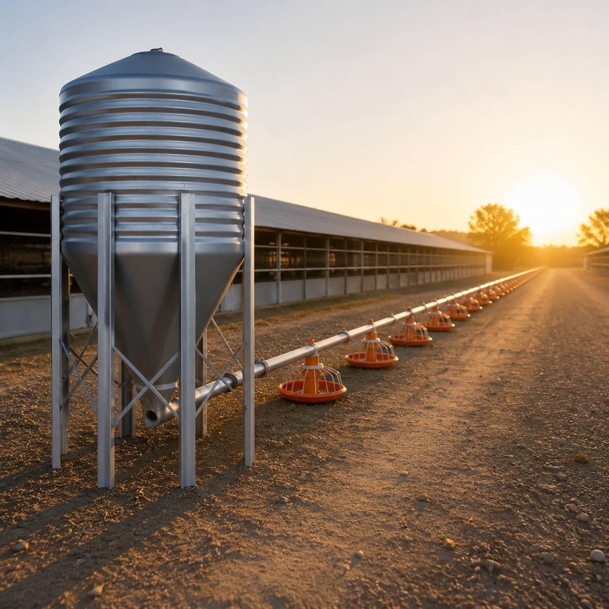 Automatic chicken feed dispenser, galvanized steel, pest-proof, for poultry and rural owners