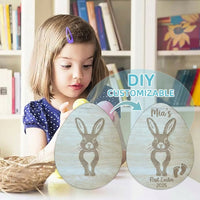 Easter Bunny Footprint Plaque Personalized Newborn Footprint Sign 3D Design Infant First Easter Sign for Infants, Grandparents, Photo Shoots