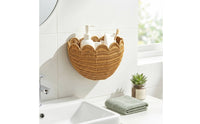 Woven Basket with rimed Rattan-Like Wall Basket Space-Saving for Entryway, Nursery, Washroom