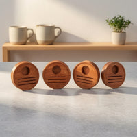 Beverage Stand Base Wooden Espresso Tool Holder Coffee Filter Organizer Station with Natural Grain and Compact Shape Suitable for Home Workplace Cafe