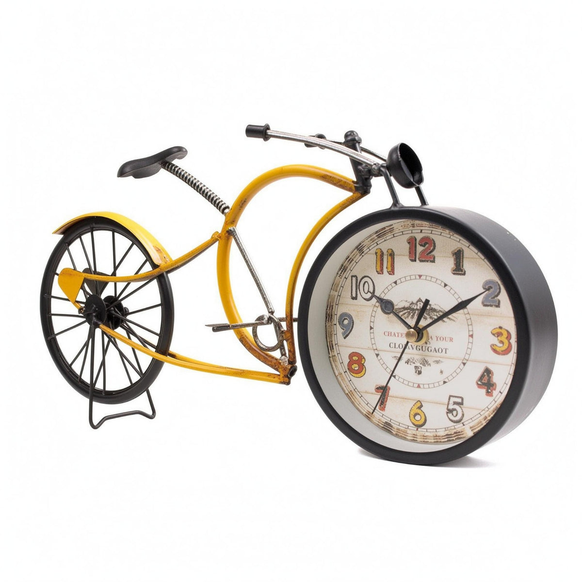 Iron Bike Clock Model Handmade Tabletop Decor Single-Sided