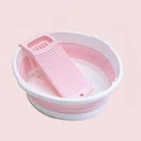 Collapsible Washboard Basin Space-Saving Foldable Wash Tub for Apartment