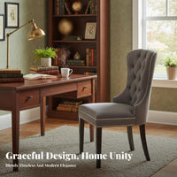 Tufted Highrear Dining Chair French Country design Seating Furniture sturdy Wood Legs 500 Lbs Weight Capacity for Home Office