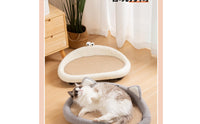 Padded Cat Sofa Bed with Sisal Pad Woven Cat Scratcher Bed Oval Pet Furniture Comfy for Kittens