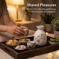 Japanese Sake Set: Ceramic Pot & Cups - Cherry Blossom