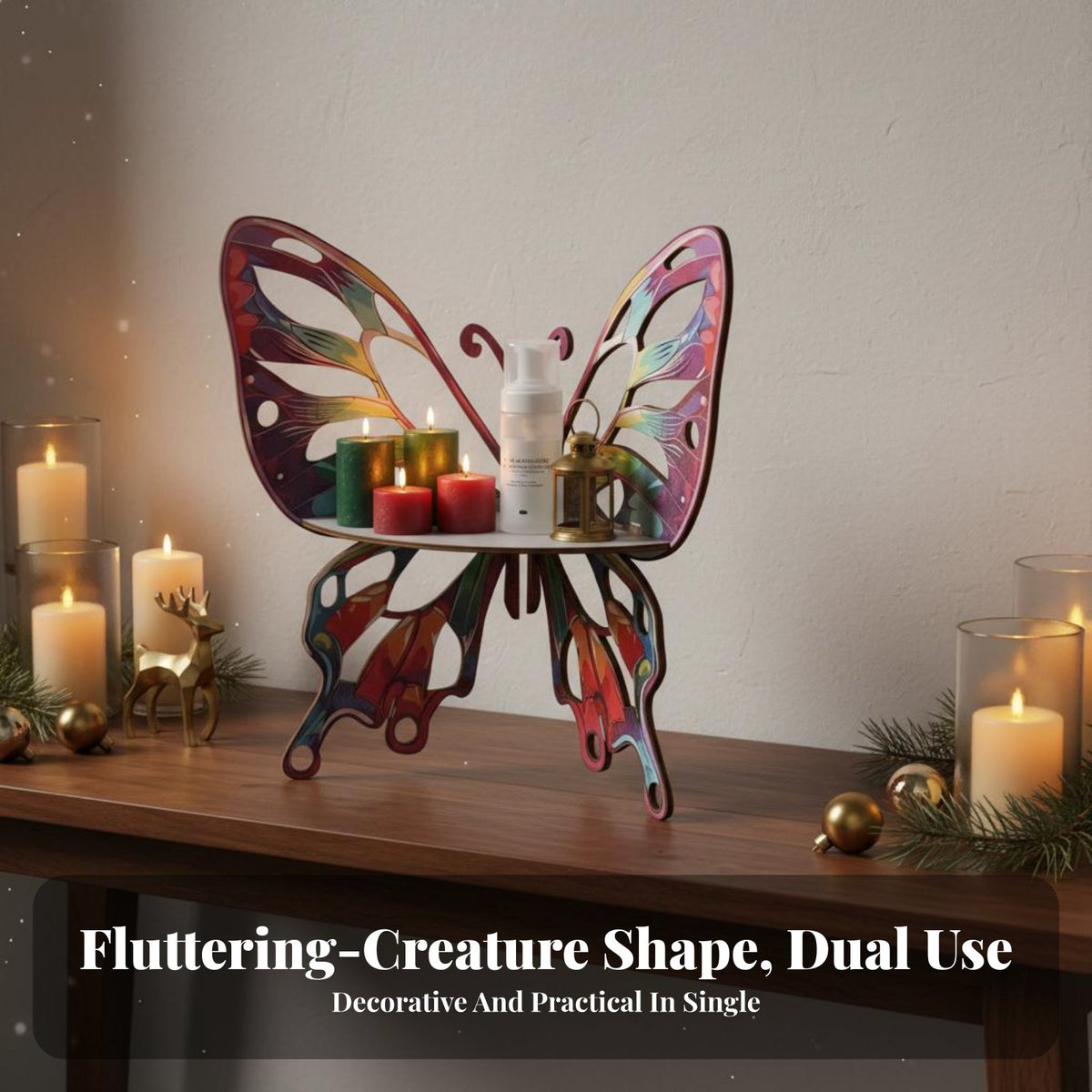 Lepidoptera Display Shelf Cut lepidopteranShaped Surface Mount Three-Dimensional Effect Corner Shelf for Home Decorators, Nature Lovers