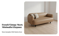 French Retro Design 3-Seater Straightspine Couch mid-centuryera Modern design Sofa High-Resilience Foam Living Room Furnishing Exposed Wood Frame for Apartment Dwellers, Homeowners, Families, Guest House, Reception Area, Office, Bedroom