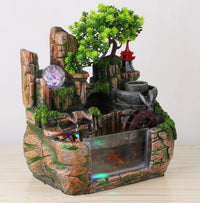 Wealth Tree Decorative Figurine for Housewarming, Synthetic Resin, Rustic Style