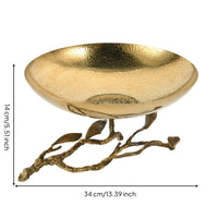 Sculptural Centerpiece Bowl Gold-Tone Metal Bowl with Stand Elegant for Dining Table