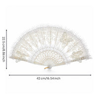 Lace Folding Fan Ornate Handheld Fan with Loop Elegant for Weddings, Photoshoots