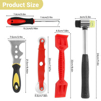 Window Glazing Tool Set 5PCS Glass Tool 13-in-1 Knife Chisel Glazing Spatula Paddle, Red Window Roller