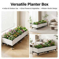 28cm Outdoor Planters, Rectangular Plant Pots Outdoor for Patio, Nordic Garden Planters for Herbs & Vegetables, White Synthetic Synthetic Material