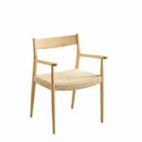 Woven Cord Seat Chair Sturdy Wood Frame Woven Side Supportchair Mid-Centuryperiod Modern and Design Handwoven for Homeowners