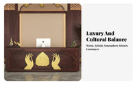 Thai Design Reception Desk Handcrafted Southeast Asian Design Front Counter Backlit Design Carved Wood Spa Counter for Business Owners, Massage Parlor