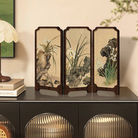 New Chinese Style Folding Table Screen with Ink Bamboo Design