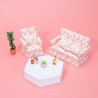 1:12 Dollhouse Miniature Furniture Model Living Room Micro Scene 12-Point Three-Seat Heart Sofa