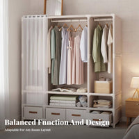 Covered Clothing Rack particleproof Cover Portable Closet Easy Assembly for Students