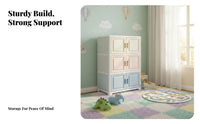 4-Tier Cabinet with Doors Space-Saving Household Storage Large Capacity