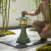 Japanese Stone Lantern Tabletop Lighting for Balcony, Bookshelf