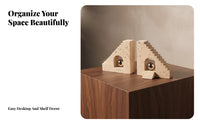 Modern Design Beige Layered Arch Bookends Stone-Look Bookends