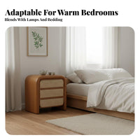 Wicker Front Bedside Cabinet Rattan Design Nightstand space-saving Size for Entryway