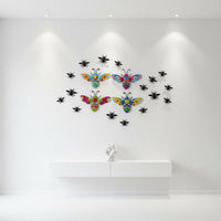 4 Pieces Iron Bee Wall Hanging Nature Inspired Design Metal Bee Wall Decor