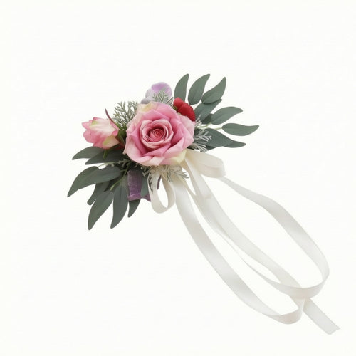 Car Mirror Flower with Ribbon Elegant Wedding Car Flower Decoration Photo-Ready