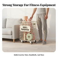 Exercise Mat Storage Cart Space Saving Exercise Mat Storage Rack Versatile Rolling Workout Equipment Organizer for Narrow Areas, Living Room