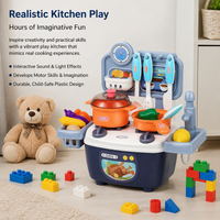 Play Kitchen with Realistic Sounds and Lights, Educational Kids Kitchen for 4-6 Years, Interactive Toy Kitchen Set for Imaginative Role-Play