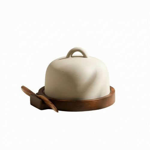 Butter Dish Set Ceramic Butter Keeper Arched Handle