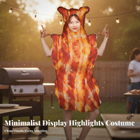 Meat Strip Outfit Realistic Print Funny Food Costume Single-Piece Design Food Themed Bodysuit for Families, Adults, Parties, Stage Performances