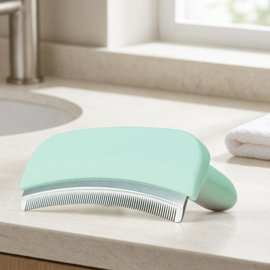 Cat Brush and Cat Comb for Easy Grooming, Hair Remover with Curved Comb Head for Gentle Skin, Comfortable ABS Handle, Summer Grooming Tool Pack