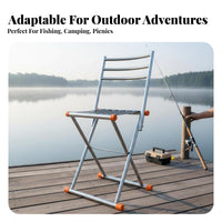 Cross-Frame Strap Chair With Back Support Folding Seat Heavy-Duty for Travel