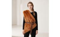 Faux Animal Pelt Vest with Belt Barbarian-Influenced Cosplay Vest Asymmetrical One-Shoulder Wrap for Cosplayers, Halloween, Stage Performance