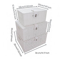 3 Pieces Wicker Storage Basket with Lid Handmade Lidded Wicker Basket Dust Home Organizer