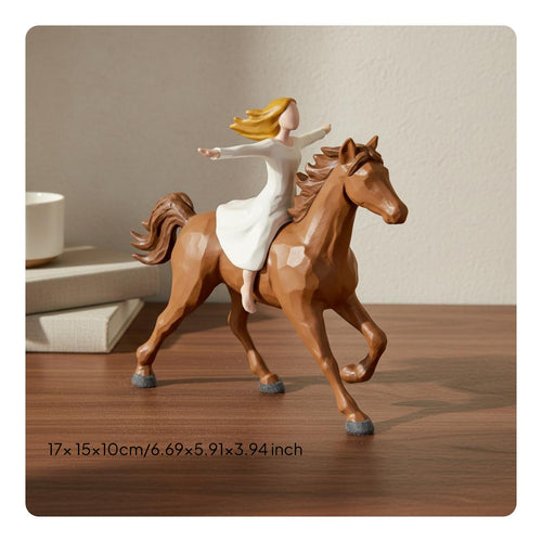 Girl Riding Horse Statue European Design Horse Equestrian Statue Matte Finish