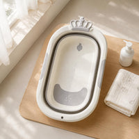 Foldable Baby Bathtub Sleek Finish Crown-Top Baby Tub for Infants