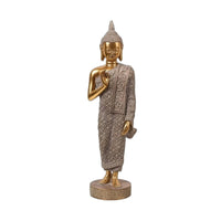 Buddha Statue with Pedestal Golden Standing Buddha Statue Peaceful Sculpture for Buddhists, Altar